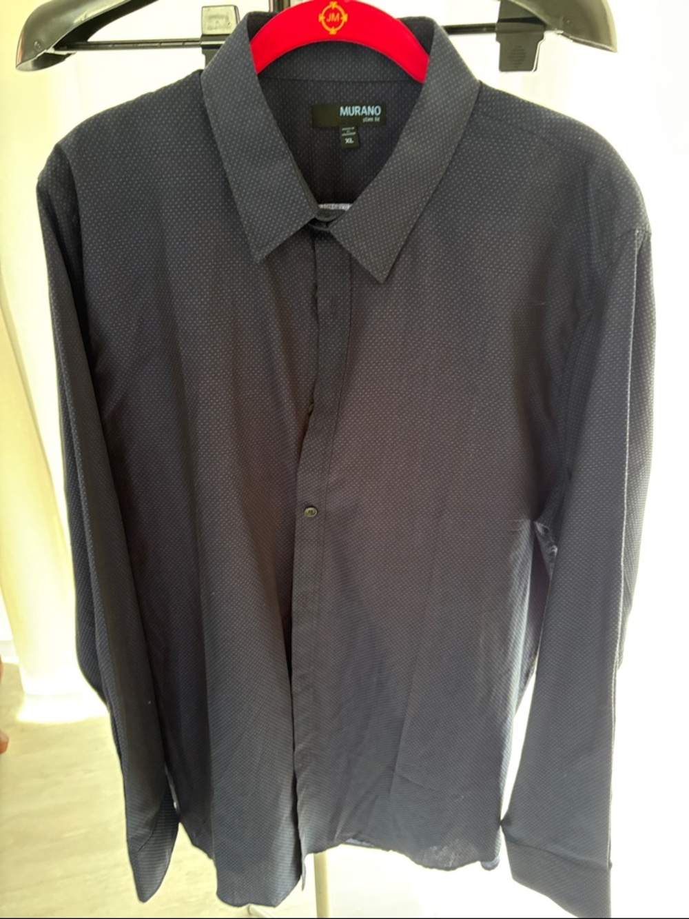 Murano Navy Microdot Long Sleeve Button-Up Shirt